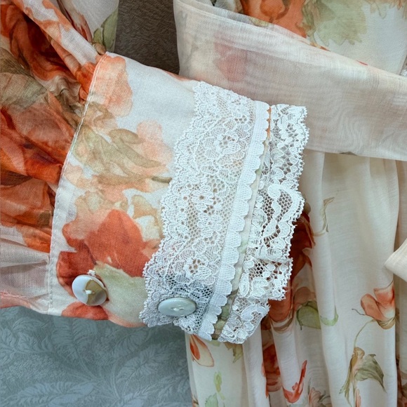 Zimmermann Floral Dress with Orange and Cream Hues - Picture 4 of 6